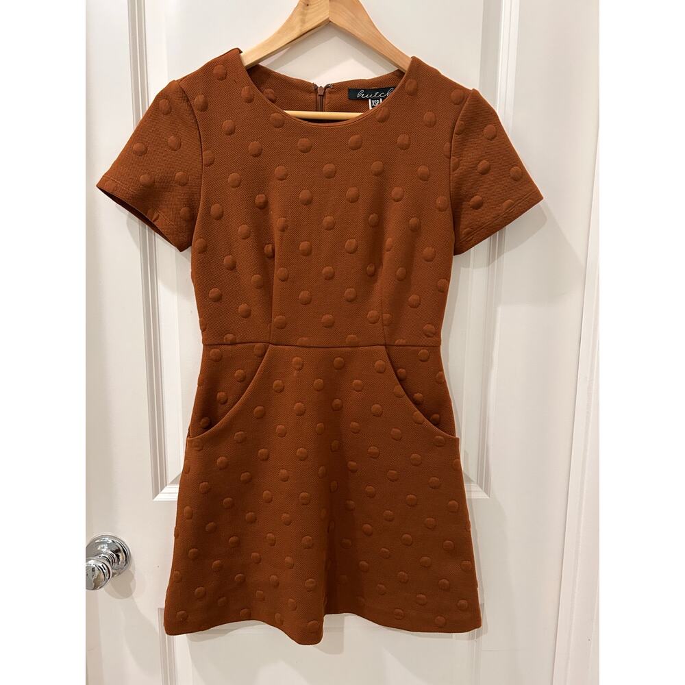 Anthropologie Hutch Fraida Textured 3D Polka Dot Fit Flare Knit Dress XSP